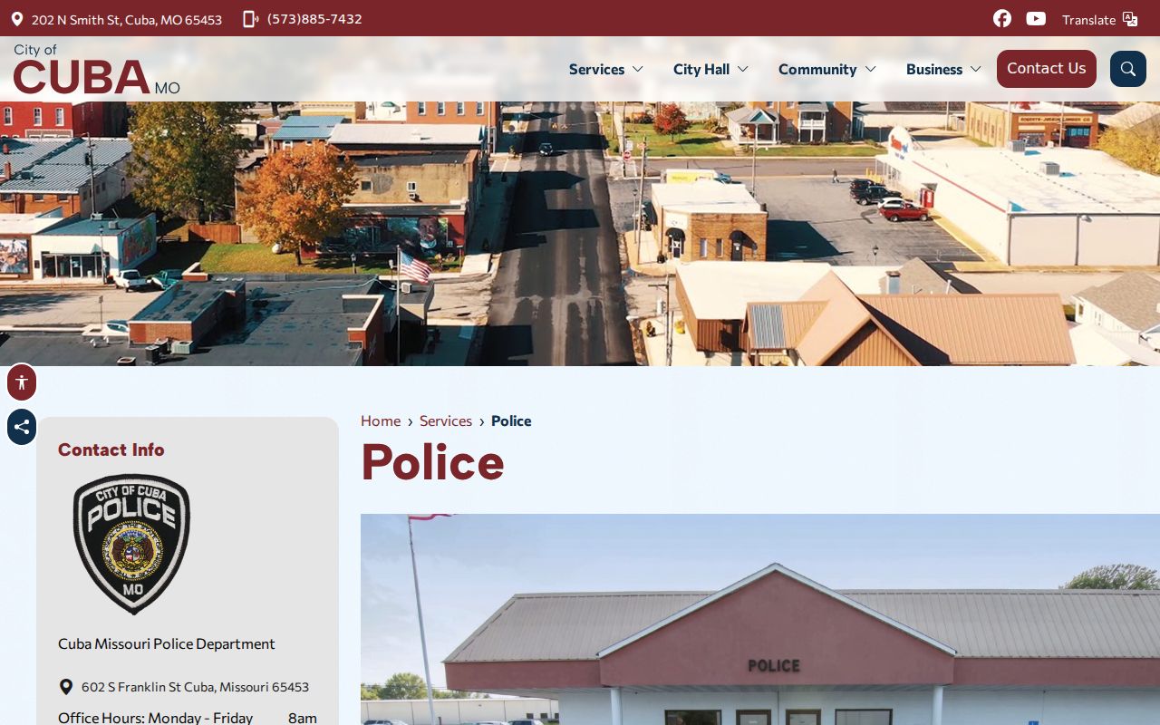 Crawford County Cuba Police official contact page for arrest records