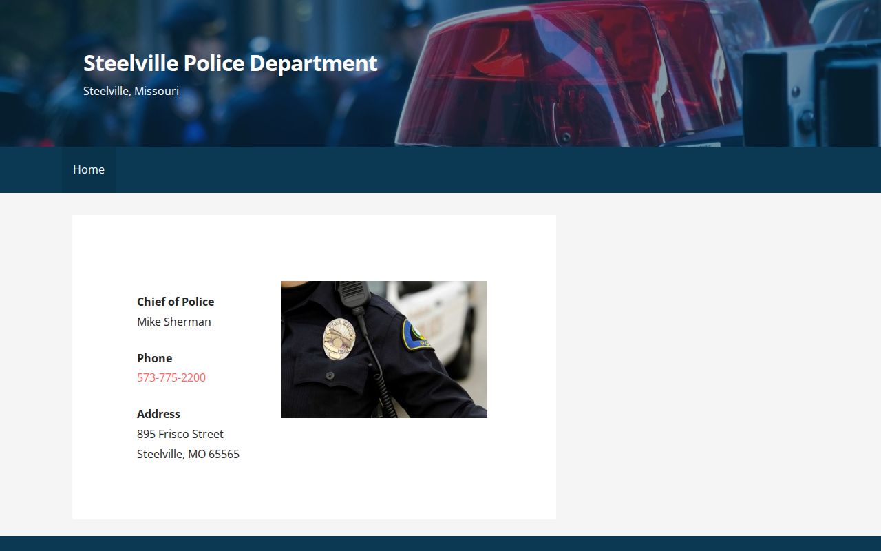 Steelville Police Department Crawford County arrest records contact page